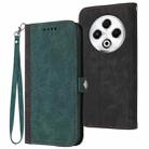 For Tecno Spark 30 4G Side Buckle Double Fold Hand Strap Leather Phone Case(Dark Green) - 1