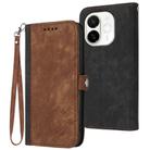 For Tecno Spark 30C 5G / Pop 9 5G Side Buckle Double Fold Hand Strap Leather Phone Case(Brown) - 1