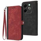 For Infinix Hot 40i Side Buckle Double Fold Hand Strap Leather Phone Case(Red) - 1