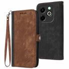 For Infinix Hot 40i Side Buckle Double Fold Hand Strap Leather Phone Case(Brown) - 1