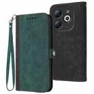 For Infinix Smart 8 Side Buckle Double Fold Hand Strap Leather Phone Case(Dark Green) - 1