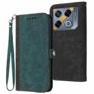 For Infinix GT 20 Pro Side Buckle Double Fold Hand Strap Leather Phone Case(Dark Green) - 1