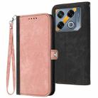 For Infinix GT 20 Pro Side Buckle Double Fold Hand Strap Leather Phone Case(Pink) - 1