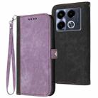 For Infinix Note 40 4G Side Buckle Double Fold Hand Strap Leather Phone Case(Purple) - 1