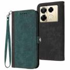 For Infinix Note 40 Pro 4G / 5G Side Buckle Double Fold Hand Strap Leather Phone Case(Dark Green) - 1