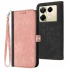 For Infinix Note 40 Pro 4G / 5G Side Buckle Double Fold Hand Strap Leather Phone Case(Pink) - 1