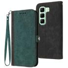 For Infinix Hot 50 4G Side Buckle Double Fold Hand Strap Leather Phone Case(Dark Green) - 1