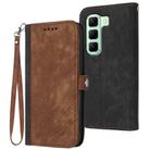 For Infinix Hot 50 5G Side Buckle Double Fold Hand Strap Leather Phone Case(Brown) - 1