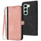 For Infinix Hot 50 5G Side Buckle Double Fold Hand Strap Leather Phone Case(Pink) - 1