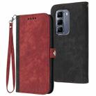 For Infinix Hot 50 Pro+ 4G Side Buckle Double Fold Hand Strap Leather Phone Case(Red) - 1