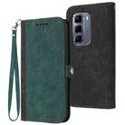 For Infinix Hot 50 Pro 4G Side Buckle Double Fold Hand Strap Leather Phone Case(Dark Green) - 1