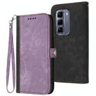 For Infinix Hot 50 Pro 4G Side Buckle Double Fold Hand Strap Leather Phone Case(Purple) - 1