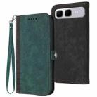 For Infinix Smart 10 Plus 4G Side Buckle Double Fold Hand Strap Leather Phone Case(Dark Green) - 1