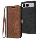 For Infinix Smart 10 Plus 4G Side Buckle Double Fold Hand Strap Leather Phone Case(Brown) - 1