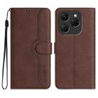 For Tecno Spark 20 Pro Heart Pattern Skin Feel Leather Phone Case(Brown) - 1