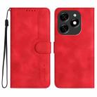 For Tecno Spark 20 Heart Pattern Skin Feel Leather Phone Case(Red) - 1