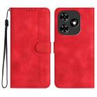 For Tecno Spark Go 2024 Heart Pattern Skin Feel Leather Phone Case(Red) - 1