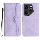 For Tecno Camon 20 Premier Heart Pattern Skin Feel Leather Phone Case(Purple) - 1