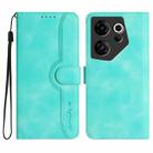 For Tecno Camon 20 Premier Heart Pattern Skin Feel Leather Phone Case(Light Blue) - 1