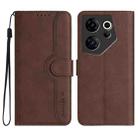 For Tecno Camon 20 Premier Heart Pattern Skin Feel Leather Phone Case(Brown) - 1