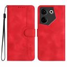 For Tecno Camon 20/20 Pro 4G Heart Pattern Skin Feel Leather Phone Case(Red) - 1