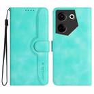 For Tecno Camon 20/20 Pro 4G Heart Pattern Skin Feel Leather Phone Case(Light Blue) - 1