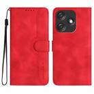 For Tecno Spark 10C Heart Pattern Skin Feel Leather Phone Case(Red) - 1