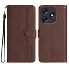 For Tecno Spark 10 4G Heart Pattern Skin Feel Leather Phone Case(Brown) - 1