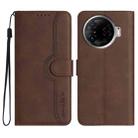 For Tecno Camon 30 Pro Heart Pattern Skin Feel Leather Phone Case(Brown) - 1