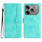 For Tecno Pova 6 Pro Heart Pattern Skin Feel Leather Phone Case(Light Blue) - 1