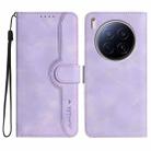 For Tecno Camon 40 Premier Heart Pattern Skin Feel Leather Phone Case(Purple) - 1