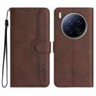 For Tecno Camon 40 Premier Heart Pattern Skin Feel Leather Phone Case(Brown) - 1