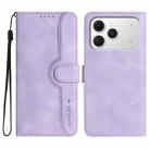 For Tecno Spark 40 4G Heart Pattern Skin Feel Leather Phone Case(Purple) - 1