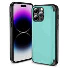 For iPhone 14 Pro Max 3 in 1 Flip Holder Phone Case(Cyan) - 1