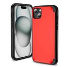 For iPhone 15 3 in 1 Flip Holder Phone Case(Red) - 1