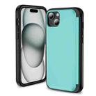 For iPhone 15 3 in 1 Flip Holder Phone Case(Cyan) - 1