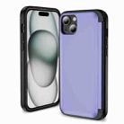 For iPhone 15 Plus 3 in 1 Flip Holder Phone Case(Light Purple) - 1