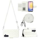 For Samsung Galaxy A55 Rhombic Texture Flip Leather Phone Case with Long Lanyard(White) - 1