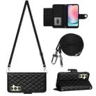 For Samsung Galaxy A34 Rhombic Texture Flip Leather Phone Case with Long Lanyard(Black) - 1