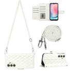 For Samsung Galaxy A54 Rhombic Texture Flip Leather Phone Case with Long Lanyard(White) - 1