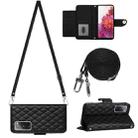 For Samsung Galaxy S20 FE Rhombic Texture Flip Leather Phone Case with Long Lanyard(Black) - 1