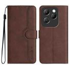 For Infinix Hot 40 Heart Pattern Skin Feel Leather Phone Case(Brown) - 1