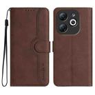 For Infinix Smart 8 Heart Pattern Skin Feel Leather Phone Case(Brown) - 1