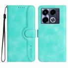 For Infinix Note 40 4G Heart Pattern Skin Feel Leather Phone Case(Light Blue) - 1