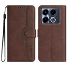 For Infinix Note 40 4G Heart Pattern Skin Feel Leather Phone Case(Brown) - 1