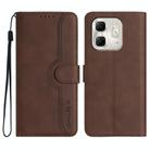 For Infinix Hot 50i / Smart 9 Heart Pattern Skin Feel Leather Phone Case(Brown) - 1