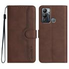 For Infinix Hot 12i Heart Pattern Skin Feel Leather Phone Case(Brown) - 1