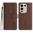 For Infinix Note 50x Heart Pattern Skin Feel Leather Phone Case(Brown) - 1