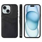 For iPhone 15 Plus Litchi Leather Skin Card Slots Phone Case(Black) - 1