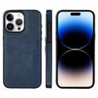 For iPhone 14 Pro Max Litchi Leather Skin Card Slots Phone Case(Blue) - 1